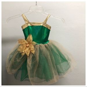 Ballet costume green/gold size sm child